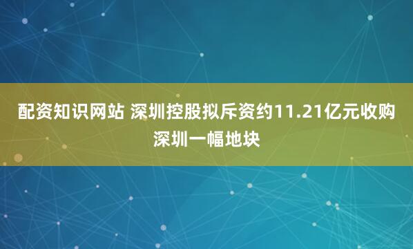 配资知识网站 深圳控股拟斥资约11.21亿元收购深圳一幅地块