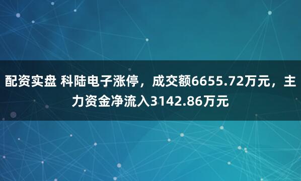 配资实盘 科陆电子涨停，成交额6655.72万元，主力资金净流入3142.86万元